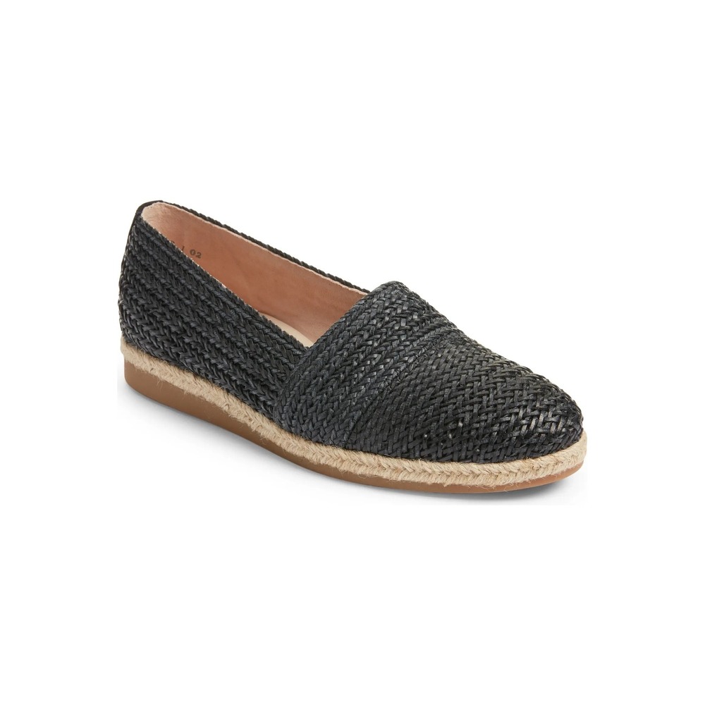 Paul Green Lori Espadrilles Sz 9 Black Woven Raffia Flats Comfortable Chic Beach